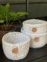 Set of 3in1 braided drawstring baskets - white