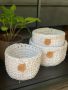 Set of 3in1 braided drawstring baskets - white