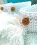 Set of 3in1 braided drawstring baskets - white