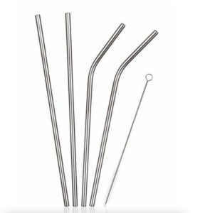 Set of 4 + 1 stainless steel straws, with a brush