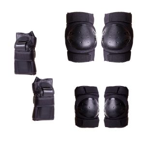 Set of children's protectors for roller skates, skateboard, bicycle, roller skates, scooter (6 pcs) - black, size S