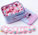 Set of colored hair bands 40pcs - type III - pink