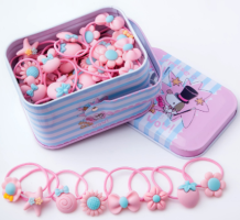 Set of colored hair bands 40pcs - type III - pink