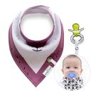 Shawl / bib with a pacifier hanger - dark pink
