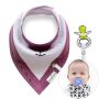 Shawl / bib with a pacifier hanger - dark pink