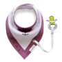 Shawl / bib with a pacifier hanger - dark pink