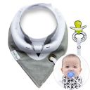 Shawl / bib with a pacifier hanger - gray