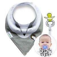 Shawl / bib with a pacifier hanger - gray