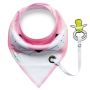 Shawl / bib with a pacifier hanger - pink
