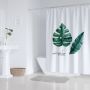 Shower curtain (width 180 cm x height 200 cm) — green leaves pattern