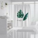 Shower curtain (width 180 cm x height 200 cm) — green leaves pattern