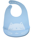 Silicone bib with a pocket for children - blue, cat