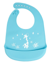 Silicone bib with a pocket for children - blue, giraffe