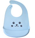 Silicone bib with a pocket for children - blue, smile face