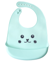 Silicone bib with a pocket for children - mint, smile face