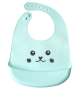 Silicone bib with a pocket for children - mint, smile face