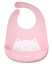 Silicone bib with a pocket for children - pink, cat