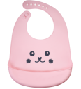 Silicone bib with a pocket for children - pink, smile face