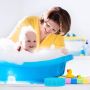 Silicone brush for washing children - blue