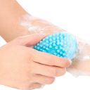 Silicone brush for washing children - blue