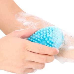 Silicone brush for washing children - blue