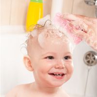 Silicone brush for washing children - pink