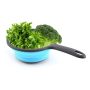 Silicone, foldable colander with a handle - 2 pieces, blue