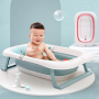 Silicone folding baby bath tub - blue