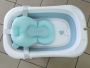 Silicone folding baby bath tub - blue