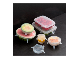 Silicone food covers (universal) 6 pcs - white