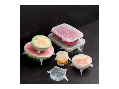 Silicone food covers (universal) 6 pcs - white