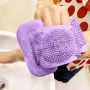 Silicone massager for washing the back, legs, feet - purple
