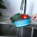 Silikonowy, składany durszlak z uchwytem- 2 sztuki, niebieski