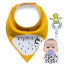 Sling / bib with a pacifier hanger - mustard