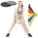 Slip discs + 5 pcs of exercise bands - black