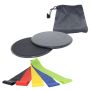 Slip discs + 5 pcs of exercise bands - black