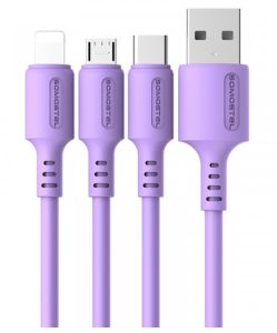 SOMOSTEL KABEL USB MICRO 3A SOMOSTEL FIOLETOWY 3100MAH QUICK CHARGER 1.2M POWERLINE SMS-BP06 MACARON SMS-BP06 F