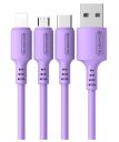 SOMOSTEL KABEL USB TYP-C 3A SOMOSTEL FIOLETOWY 3100MAH QUICK CHARGER 1.2M POWERLINE USB-C SMS-BP06 MACARON SMS-BP06 FIOLET