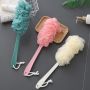 Sponge, brush, back washer on the handle - white