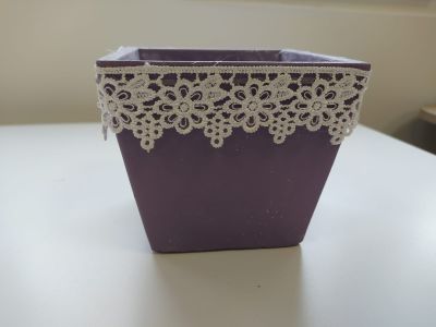 Square pot made of glazed ceramics, purple, - 12 cm - RUSTIC collection