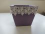 Square pot made of glazed ceramics, purple, - 12 cm - RUSTIC collection