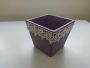 Square pot made of glazed ceramics, purple, - 12 cm - RUSTIC collection