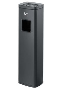 Standing litter bin with ashtray - black