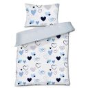 Stroller set 3in1 - blue hearts, POLISH PRODUCT 100% COTTON