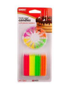 Świeczki na spirali NEON 24+12szt