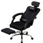 Swivel armchair with footrest and headrest - black