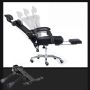 Swivel armchair with footrest and headrest - black