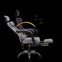 Swivel armchair with footrest and headrest - black