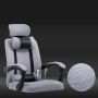 Swivel armchair with footrest and headrest - gray