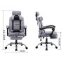 Swivel armchair with footrest and headrest - gray